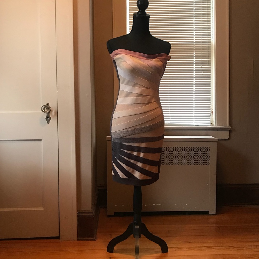 Herve Leger Bandage Strapless Dress